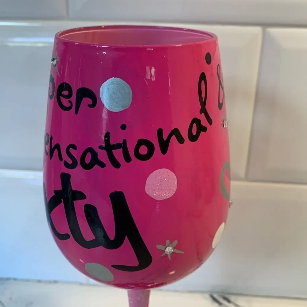 Pink 60th Birthday Party Decoration Wine Glass